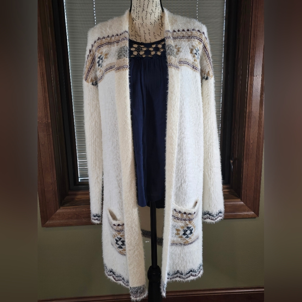 Faux Angora Cream Cardigan